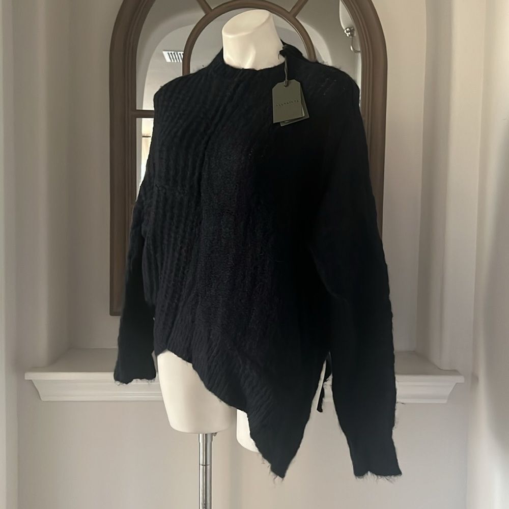 All Saints Selena Mixed Stitch Asymmetric Sweater Midnight Blue, NWT, Size S - Picture 8 of 12